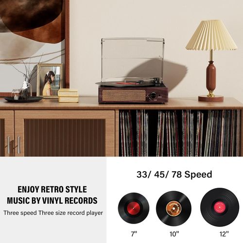 Bluetooth Vinyl Record Player,3-Speed Turntable with Stereo Speakers A — image 4