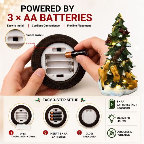 27cm Prelit Christmas Tree Resin Figure LED Tabletop Window Xmas Festive Decor — image 6