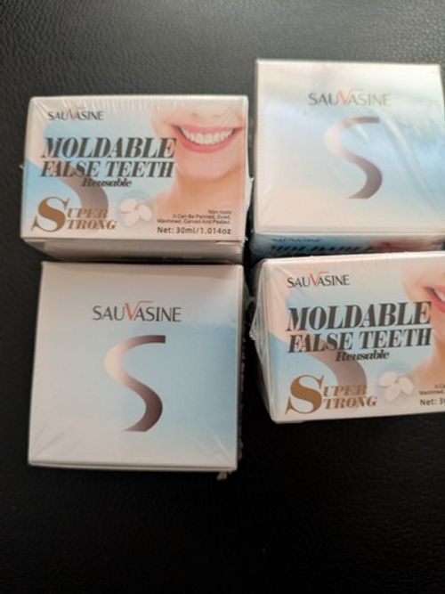 4 x SAUVASINE False Teeth Moldable Reusable Thermoplastic White 30ml SWX-132