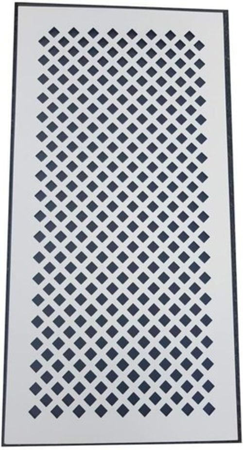 White MDF Radiator Cover . 3mm x 1215mm x 610mm. Diamond cut design.