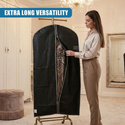 2 Pcs Zip Up Hanging Suit Dress Coat Garment Bag Clothes Cover DustProof Storage — image 7