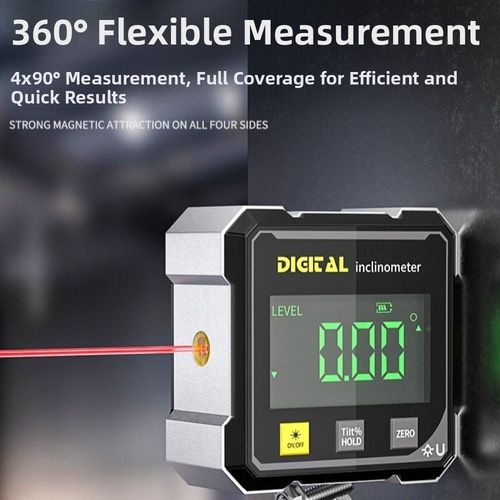 360° Magnetic Digital Angle Gauge Finder With Laser Inclinometer Level Meter — image 7