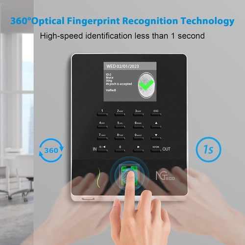 NGTeco W2 Time Clock, Upgraded Fingerprint Time Clocks Employees Small Business