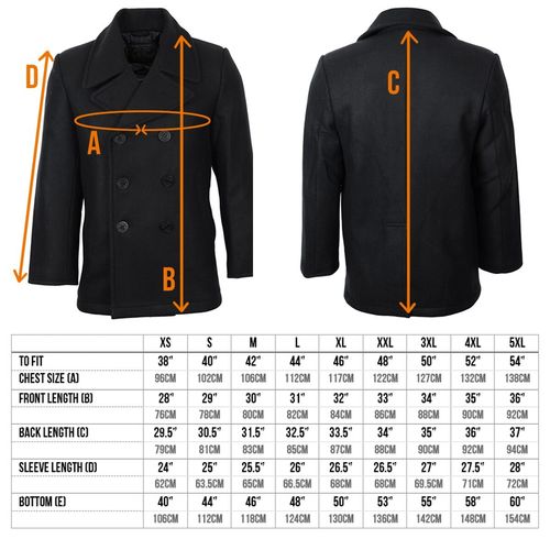 Mil-Tec US Navy Pea Coat - Black - Military Style Double Breasted Wool Jacket — image 8