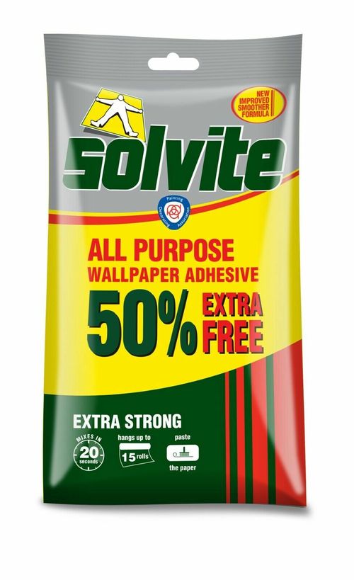 Solvite All Purpose Wallpaper Paste Extra Strong Adhesive Easy Mix Wallpaper Glu — image 1