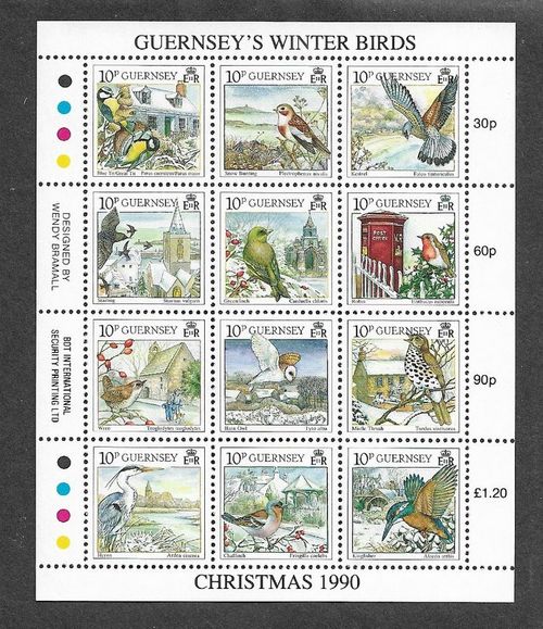 NATURE WINTER BIRDS CHRISTMAS 1990  MNH — image 1