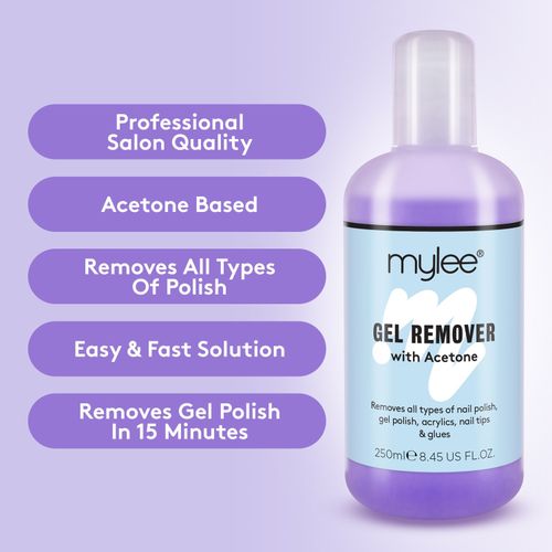 Mylee Nail Gel Polish Prep + And Wipe & Remover UV LED Manicure Acetone 2x250ml — image 3