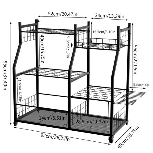 Heavy Duty Garden Tool Organizer Metal Yard Tools Rack for Garage Shed Storage — image 6