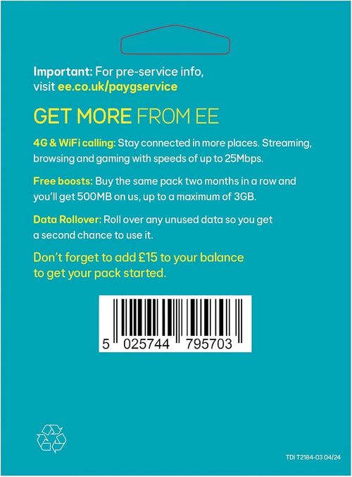 EE SIM Card PAYG 75GB Data Unlimited Calls Texts 30 Days 5G UK Network — image 2