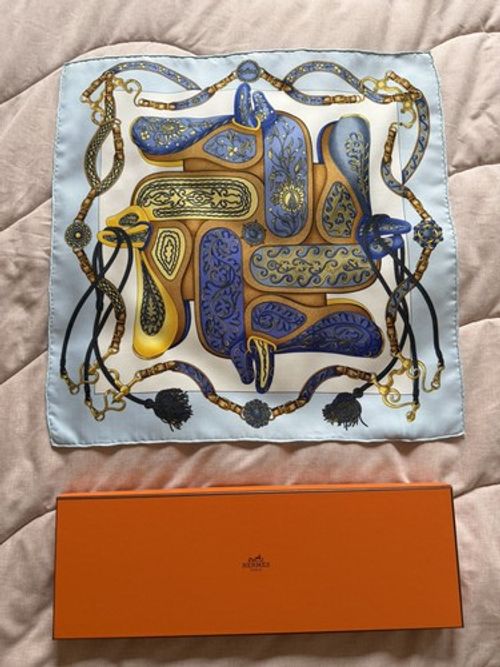 Hermès Festival des Amazones 100% Silk Handkerchief Pocket Square Small Scarf