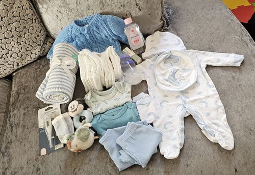 Newborn Baby Boy Blue Starter Gift Set Essentials Baby Shower Gift — image 1