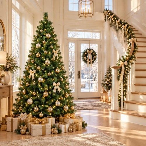 7ft Artificial Christmas Pine Tree 1200 Tips with 400 LED Lights