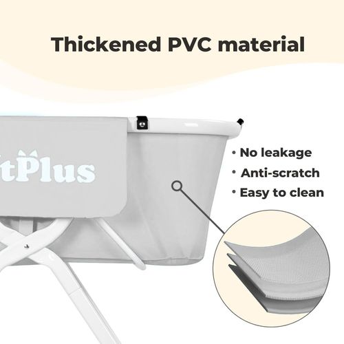 Foldable Dog Bath Tub, 5 Adjustable Heights, Grey Portable Pet Shower Pool — image 4