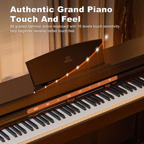 ♬Mustar 88 Fully Weighted Keys Upright Digital Piano Electric Keyboard 3 pedals — image 4
