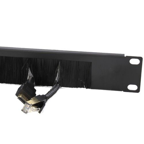 Half Frame Brush Plate Cable Management 1U for 19 inch Data Cabinet Rack Black