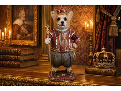 Royal Corgi King Statue Sculpture Home Decor living room Dog ornaments gift