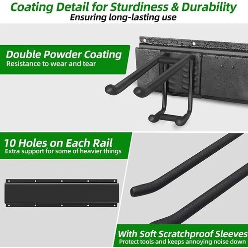 2x Garage Garden Tool Holder Storage Rack Shed Wall Mounted Organiser Long Hooks — image 11