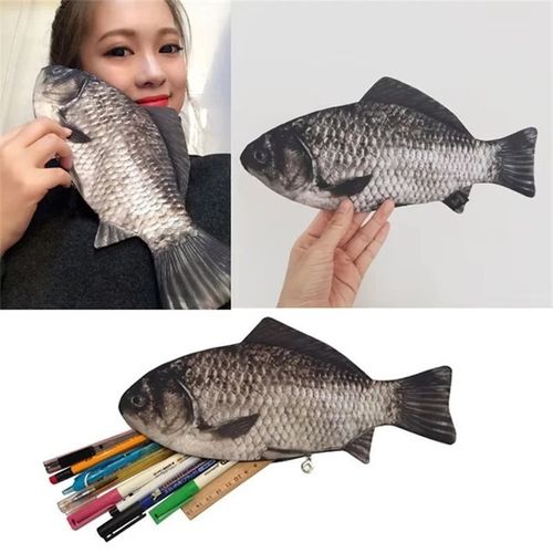 Fish-Shaped Pencil Bag – Realistic Carp Pen Case Makeup Pouch with Zipper — image 4