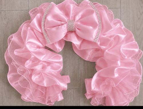 pram/car cosy hood frill pink with  bow - universal — image 1