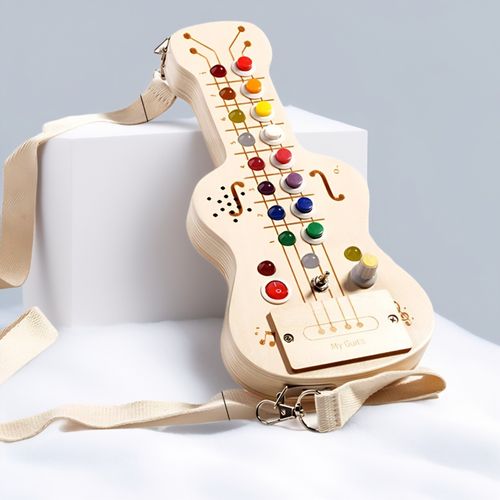Wood Guitar Musical LED Light Montessori Switch Toy Busy Board Sensory Toys Gift — image 10