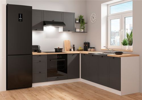 Corner Kitchen Cabinets Set Complete DIY Fitted 9 Units Shaker Dark Grey Junona — image 2