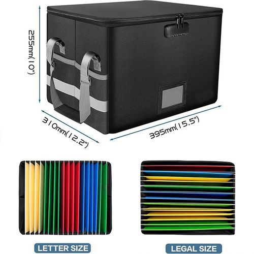 Fireproof Document Box with Locks File Storage Organizer Box Waterproof Safe Bag — image 2