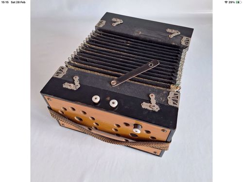 Vintage 10 Button/One Row Accordion Black - Fair Condition — image 11