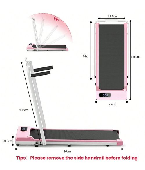 Foldable Walking Pad Treadmill with Incline & Handle Underdesk Running Jogging — image 2