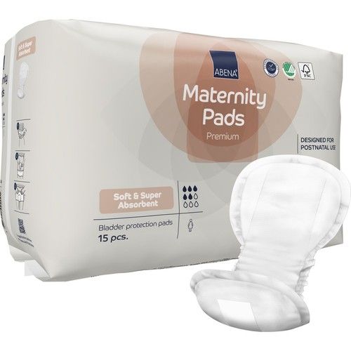 45 x Abena Premium Maternity Pads Postpartum Pants - 3 Packs of 15 - 800ml