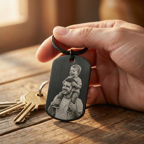 Keychain Personalised Custom Engraved Picture Your Photo Keyring Wedding Gift — image 4