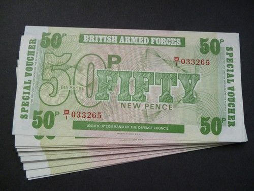 MINT UNUSED MILITARY/ARMED FORCES 50p BANKNOTE/VOUCHER UNCIRCULATED CONDITION