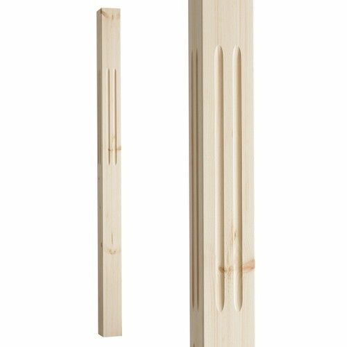 Staircase Newel Post Square Fluted Newel Post 90mm Pine Oak Spigiot 1500mm