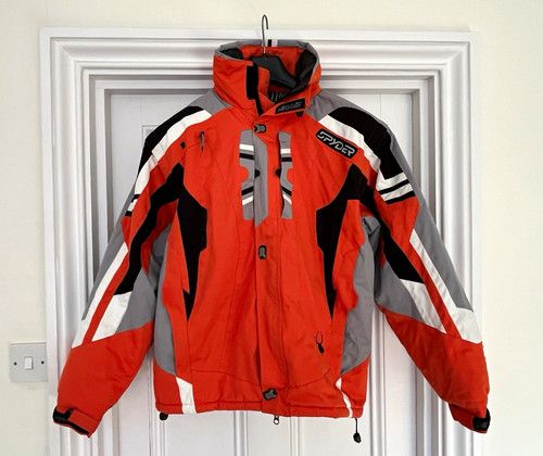 Spyder Men's XL Size 44 Insulated Ski Jacket Orange Grey Black White