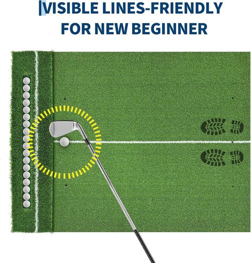 Golf Hitting Mat 5x4 ft with Ball Tray Dual Turf Swing Driving Training Practice — image 6