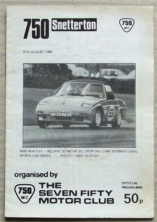 SNETTERTON 31 Aug 1986 750 MOTOR CLUB RACE MEETING Official Programme