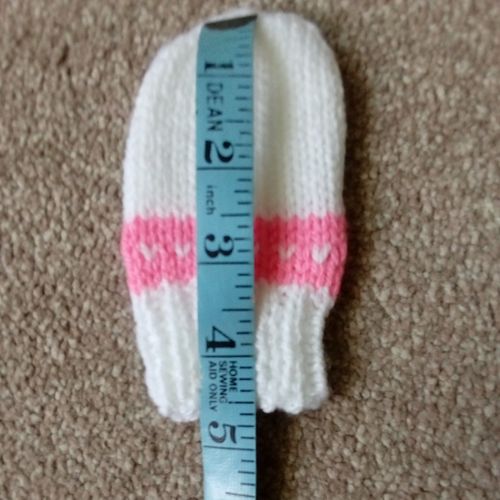 Hand Knitted Baby Hat and Mitten Set White, 0-3 Months — image 8