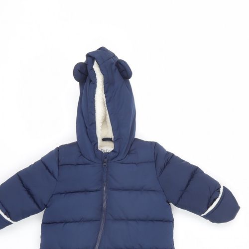 Fred & Flo Unisex Baby & Toddler Puffer Jacket Snowsuit Size 3-6 Months Blue — image 8