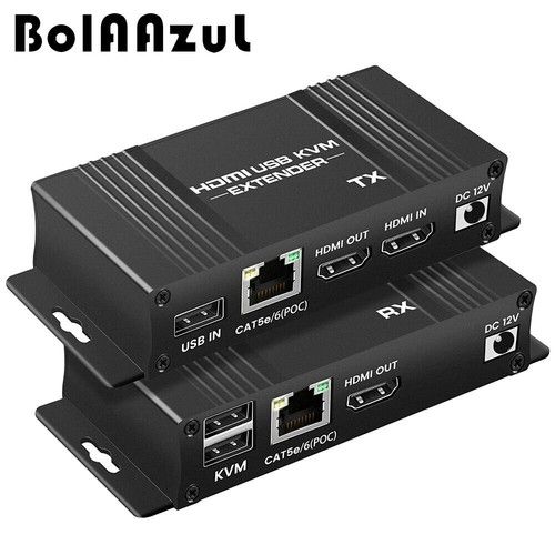 4K 60Hz HDMI KVM Extender over Ethernet Cat5e/6 USB POC Cable HDMI Loop Extender