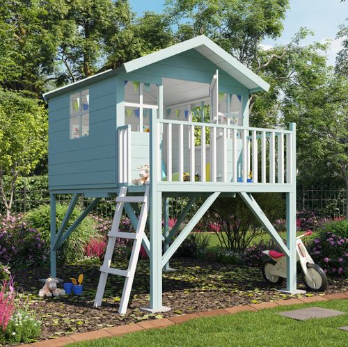Wooden Outdoor Children Playhouse Tower 6x5 Kids Garden Wendyhouse with Ladder — image 4