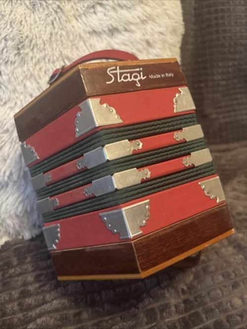 Stagi Anglo Concertina 20+1 Button Recanti Factory Italy Green and Red Vintage