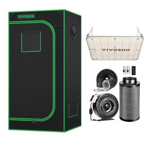 VIVOSUN 2x2 Grow Tent Kit 100W LED Light 4" Inline Fan Carbon Filter 203 CFM