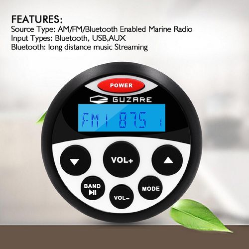 Marine Bluetooth Stereo Receiver Boat Radio USB AUX MP3 Player Audio + Antenna — image 2