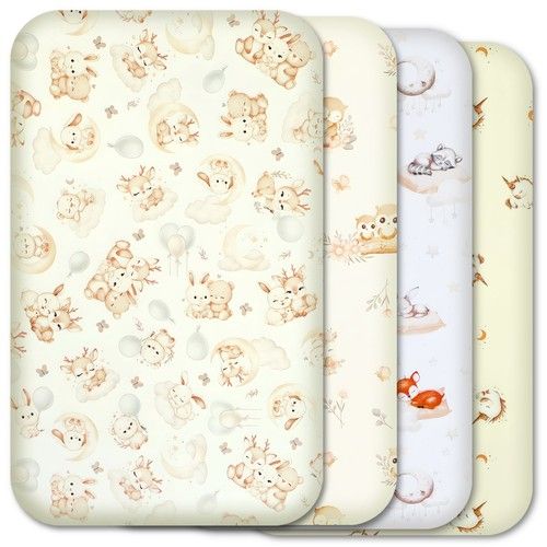 Next to Me Crib Sheets 4-Pack – 100% Cotton Fitted Sheets (83 x 50 cm) Multibuy