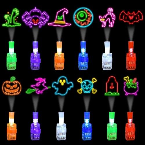 10Pcs Halloween Finger Lights LED Projector Rings Kids Party Favor Trick Treat