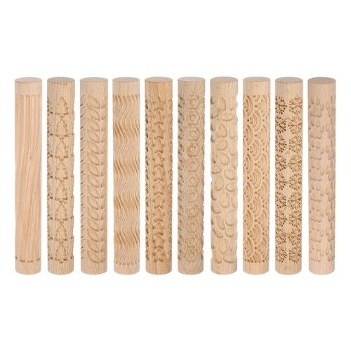 10pcs Wood Clay Roller 15cm Wooden Pottery Tools Wood Grain Texture Rollers