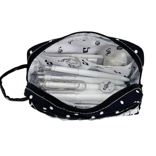 Piano Key Polka Dot Pencil Case Large Student Stationery Bag with Hand Strap — image 4