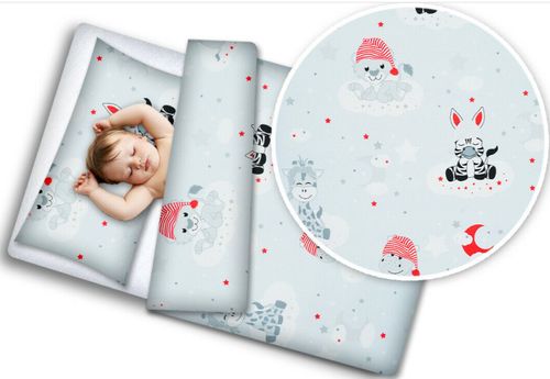 BABY BEDDING SET 120x90 DUVET COVER 2PC FIT COT SWEET ANIMALS GREY — image 1