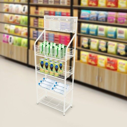 4 Tier Retail Display Rack Stand,Snack Candy Display Organizer,Basket Stand Cart