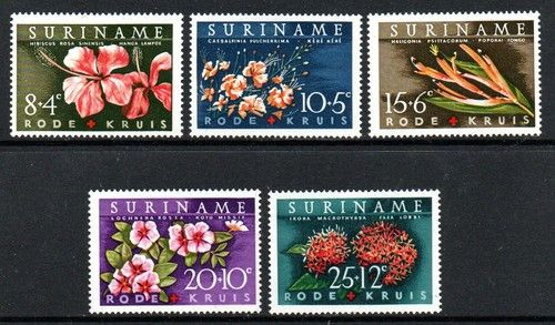 Flowers - Surinam 1962 Red Cross - Flowers set fine fresh MNH