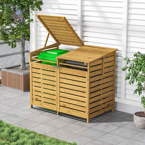 Wheelie Bin Storage Wooden Store Cover Garden Double/Triple Rubbish Dustbin Shed — image 2